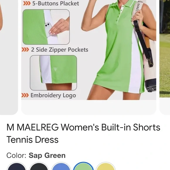 MAELREG Womens Tennis Golf Athletic Dress Shorts Sleeveless Zip Pockets.Sz L #27 - Picture 6 of 6